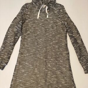 Fabletics Black and White mesh lined mini Sweater dress size S with hood
